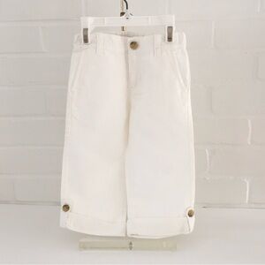 Boys Size 2T Spring Summer White Classic Cuffed Pants With Button Detail